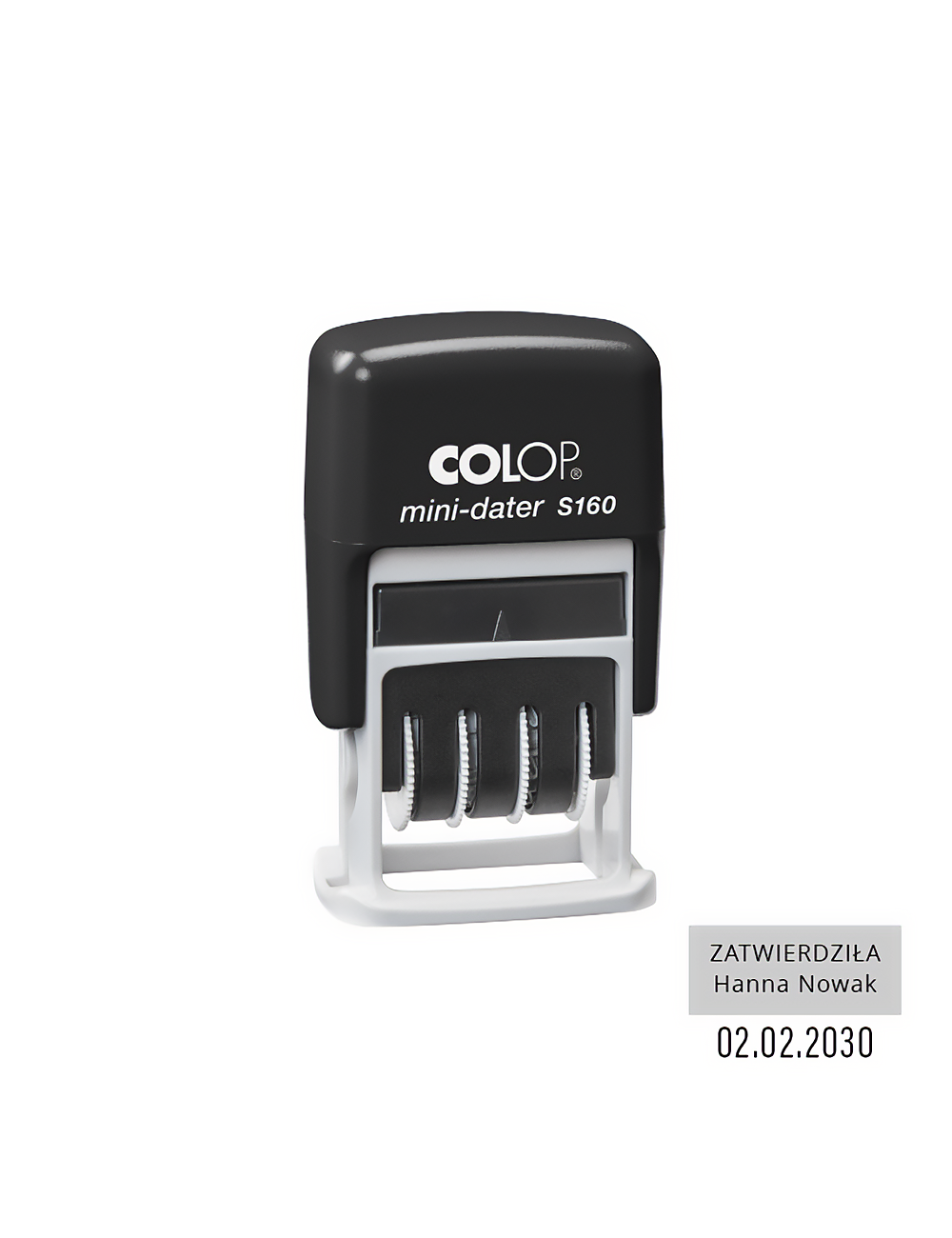 Datownik samotuszujący Mini S160 z miejscem na tekst 25 x 5 mm