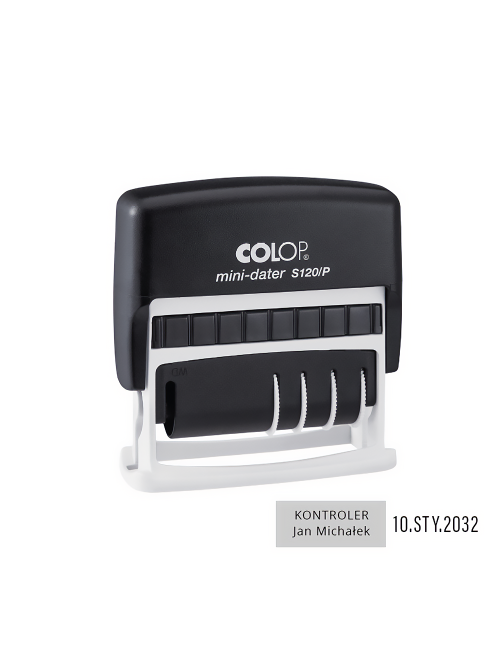 Datownik samotuszujący Mini S120/P | tekst + data obok siebie | 10 x 25 mm