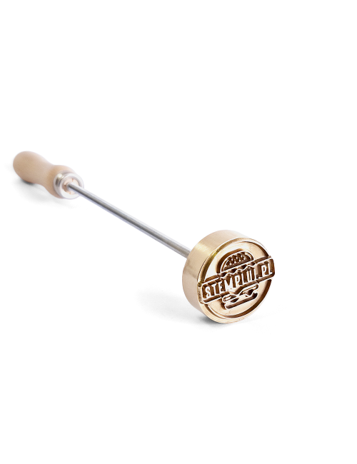 Okrągły stempel do wypalania na gorąco logo na burgerach, drewnie i skórze