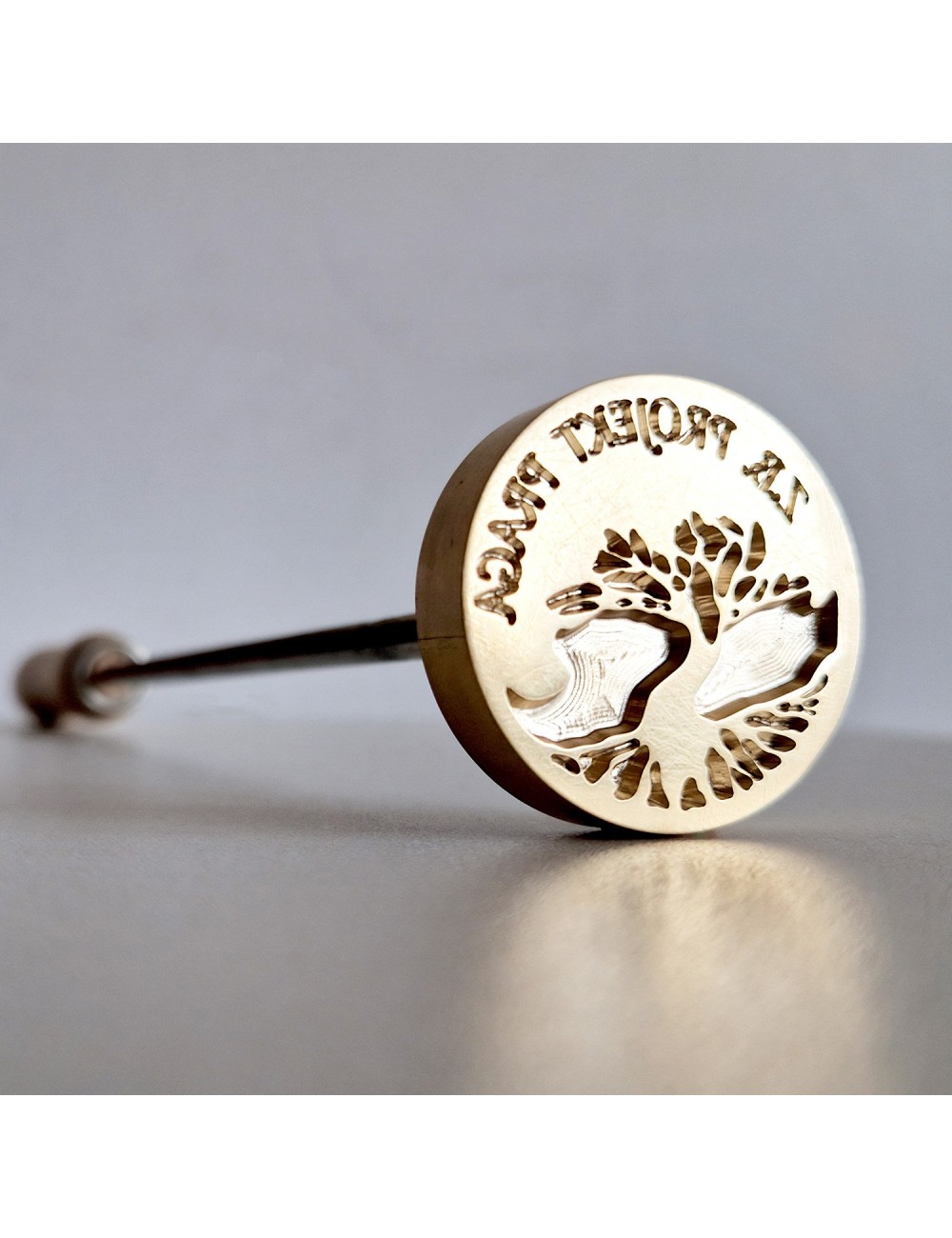 Okrągły stempel do wypalania na gorąco logo na burgerach, drewnie i skórze