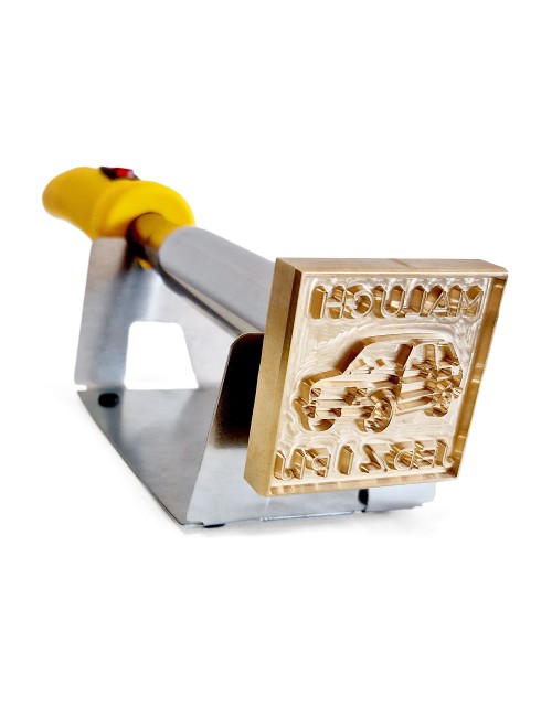 Kwadratowy stempel do wypalania na gorąco logo na burgerach, drewnie i skórze