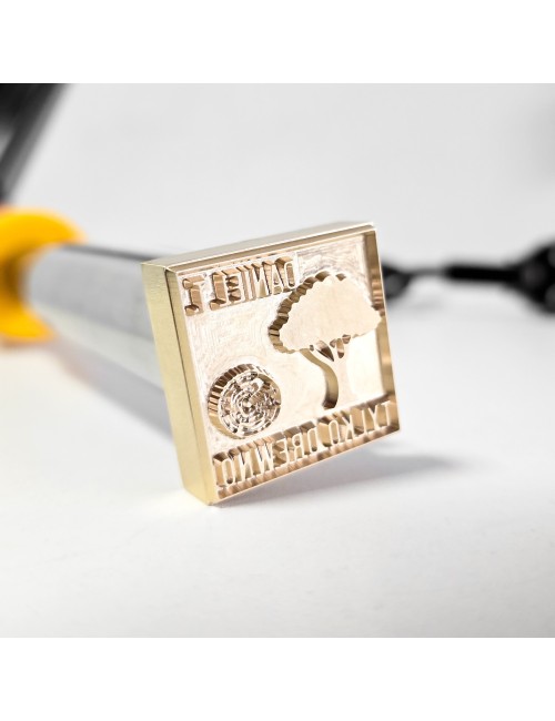 Prostokątny stempel do wypalania na gorąco logo na burgerach, drewnie i skórze