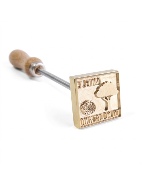 Prostokątny stempel do wypalania na gorąco logo na burgerach, drewnie i skórze
