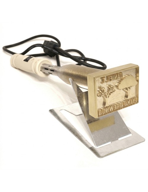 Prostokątny stempel do wypalania na gorąco logo na burgerach, drewnie i skórze